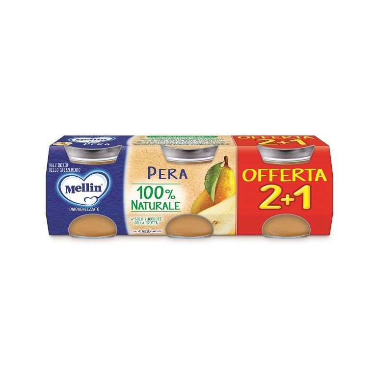 mellin omogeneizzato pera 3 pezzi da 100 g