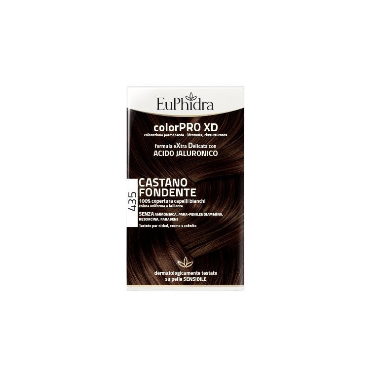 euphidra colorpro xd 435 castano fondente gel colorante capelli in flacone + attivante + balsamo + guanti