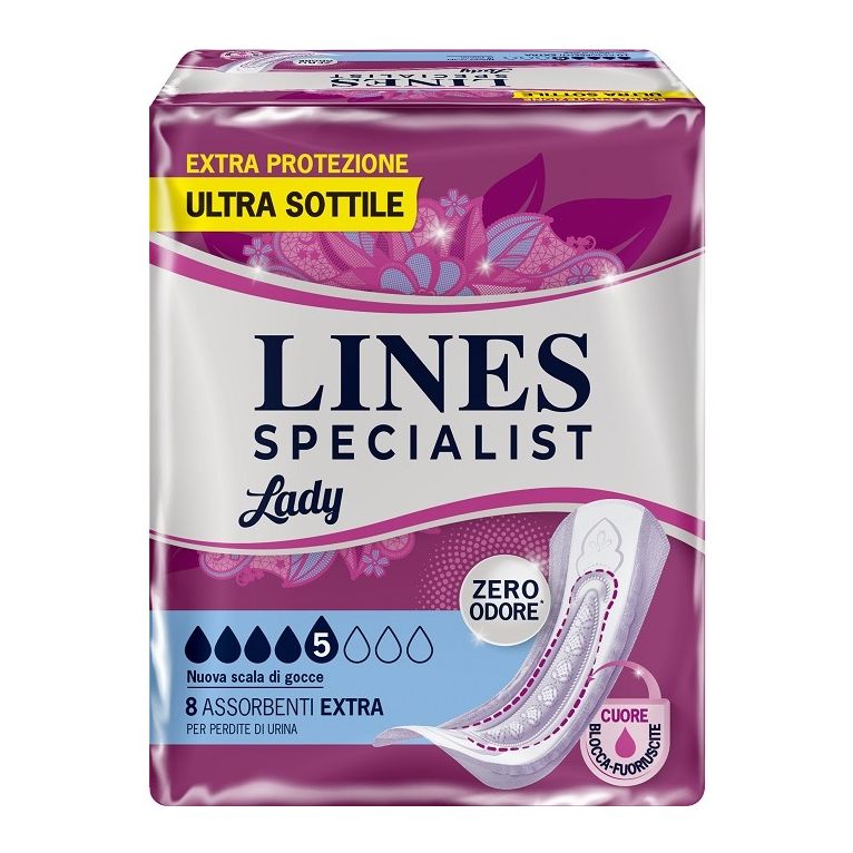 assorbenti per incontinenza lines specialist lady extra ipoallergenici 8 pezzi