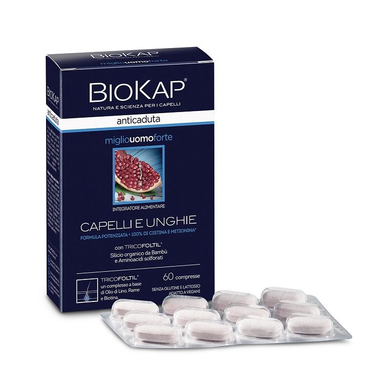 biokap anticaduta miglio uomo forte con tricofoltil 60 compresse