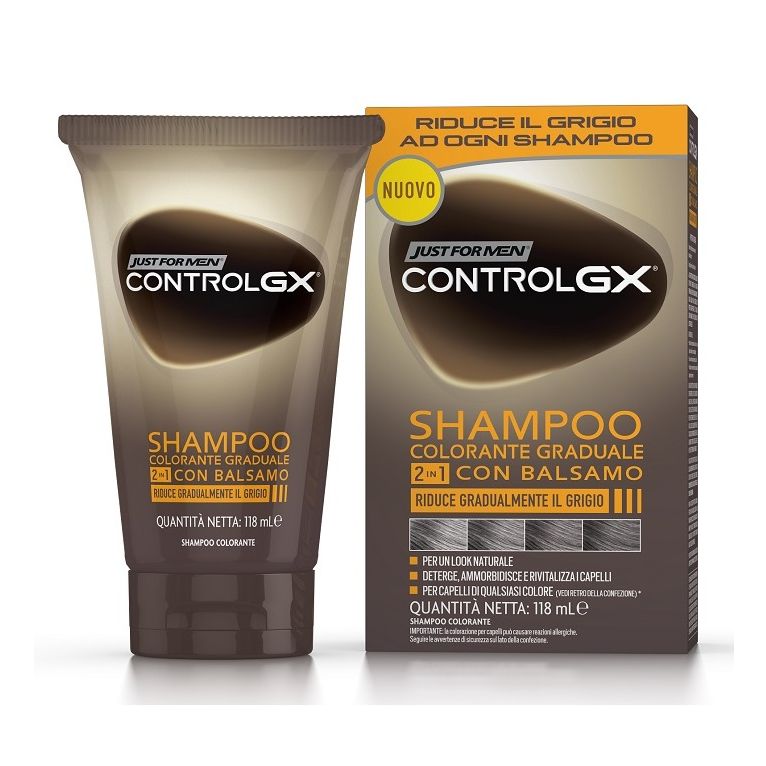 just for men control gx shampoo colorante graduale 2 in 1 con balsamo 150 ml