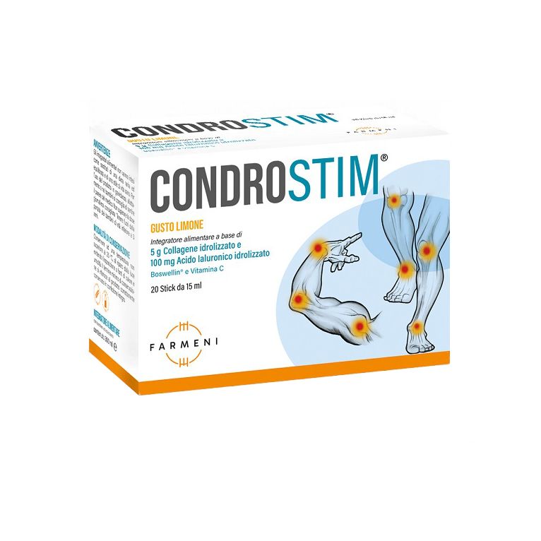 condrostim 20 stics da 15 ml gusto limone con zucchero con edulcorante senza glutine senza lattosio