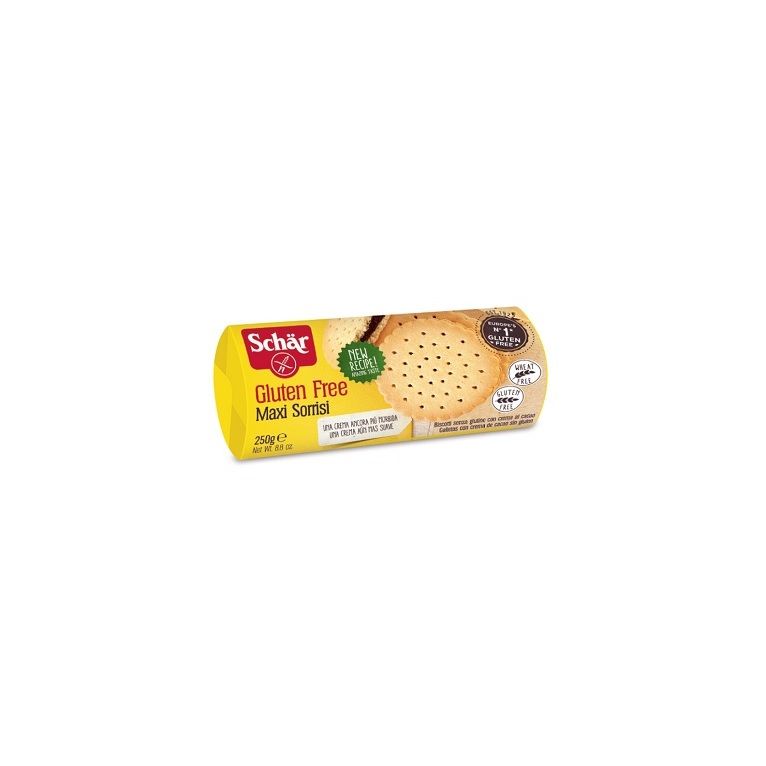 schar maxi sorrisi biscotti con crema al cacao 250 g
