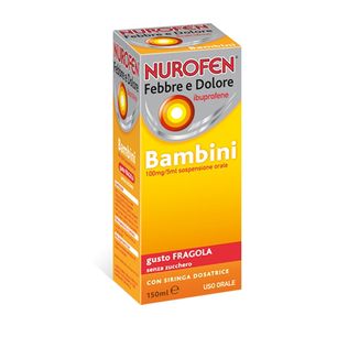 NUROFEN FEBBRE E DOLORE BB orale sosp 150 ml 100 mg/5 ml fragola senza zucchero con siringa