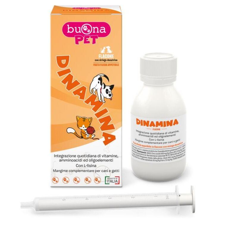 dinamina cani gatti flacone con siringa dosatrice in pasta 60 g buonapet