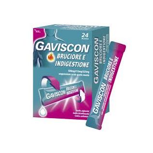GAVISCON BRUCIORE E INDIGESTIONE 24 bust 500 mg + 213 mg + 325 mg gusto menta