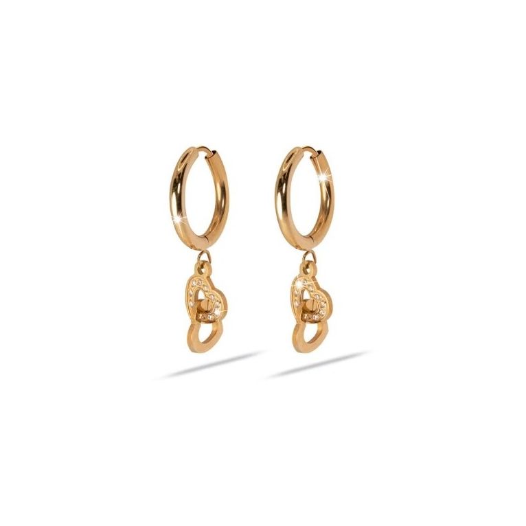 orecchino mj post 333 cerchietto oro rosa con pendente cuori