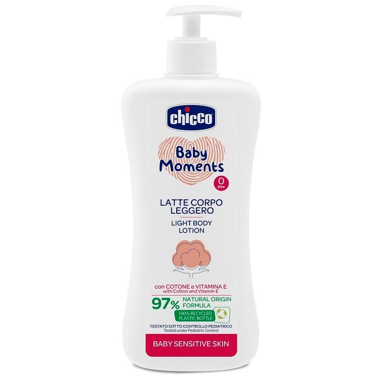 chicco baby moments latte corpo sensitive leggero 500 ml