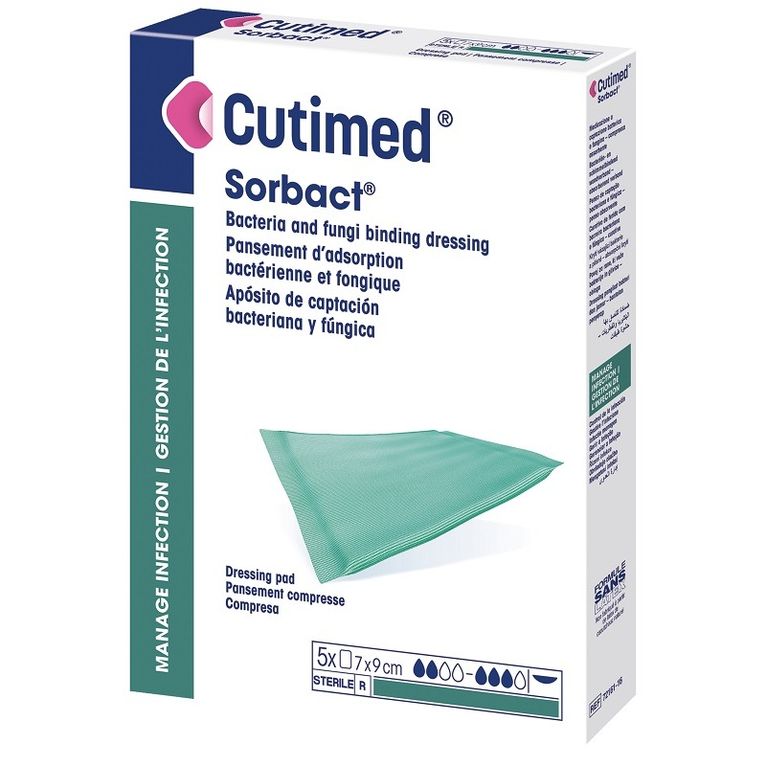 medicazione idrofobica cutimed sorbact pad 10x10 cm 5 pezzi