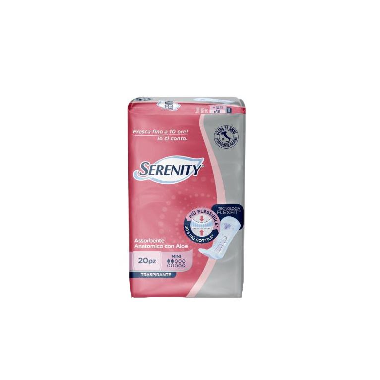 serenity assorbente anatomico con aloe flexit mini 20 pezzi