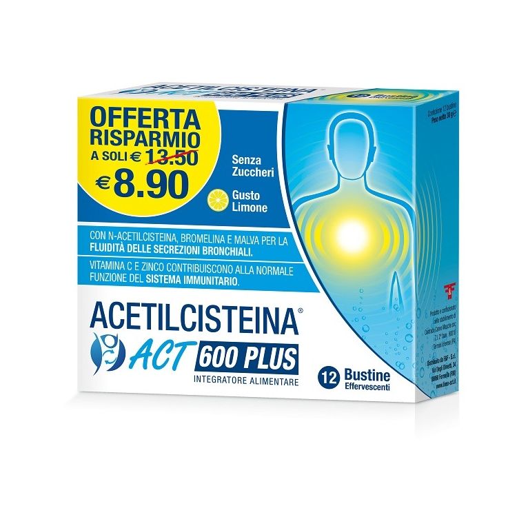 acetilcisteina act plus nac 600 12 bustine effervescenti agrumi