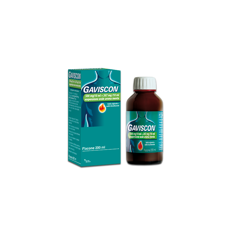 gaviscon orale sosp 500 mg + 267 mg/10 ml 200 ml menta