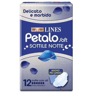 LINES PETALO SOFT SOTTILE NOTTE CON ALI IPOALLERGENICO 12 PEZZI