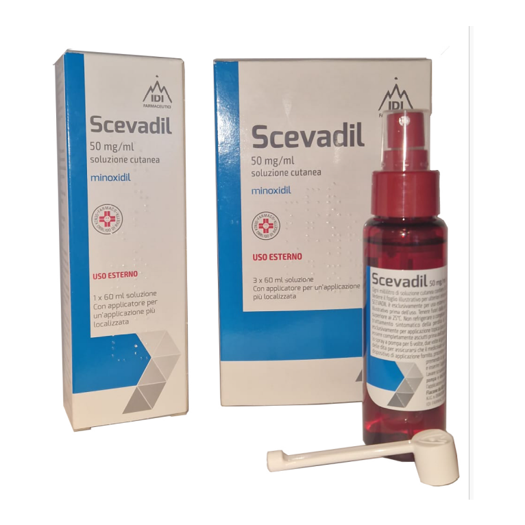 scevadil soluz cutanea 3 flaconi 60 ml 50 mg/ml con pompa dosatrice