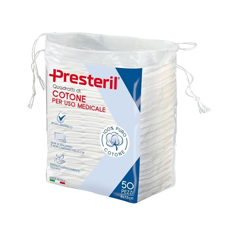 quadrotti cotone idrofilo presteril 8x7,5 cm 50 pezzi