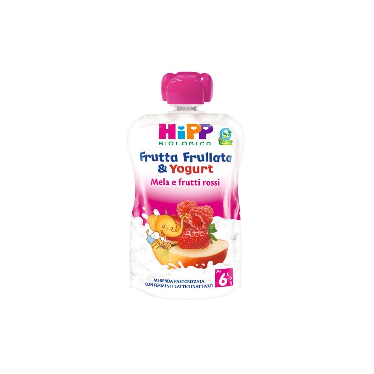 hipp bio frutta frullata yogurt mela frutti rossi 90 g