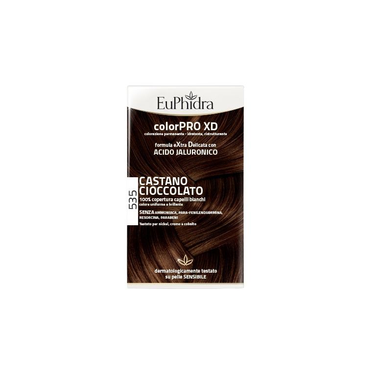 euphidra colorpro xd 535 castano cioccolato gel colorante capelli in flacone + attivante + balsamo + guanti