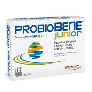 PROBIOBENE JUNIOR 18 STICK OROSOLUBILI DA 1 G SENZA GLUTINENATURALMENTE PRIVO DI LATTOSIO