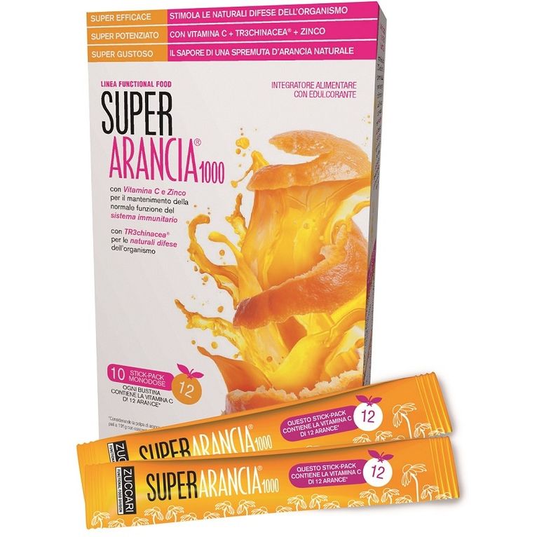 super arancia 1000 10 stick pack monodose da 3,7g integratore alimentare con edulcorante