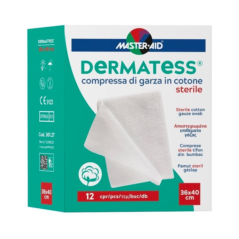 garza compressa dermatess in cotone 36x40cm 12 pezzi
