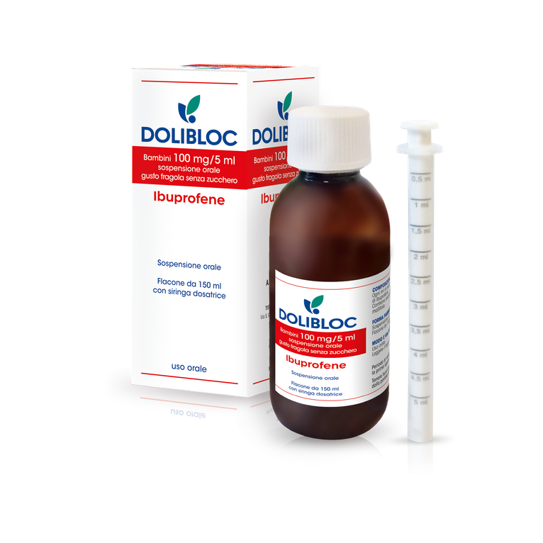 dolibloc orale sosp 150 ml 100 mg/5 ml gusto fragola senza zucchero