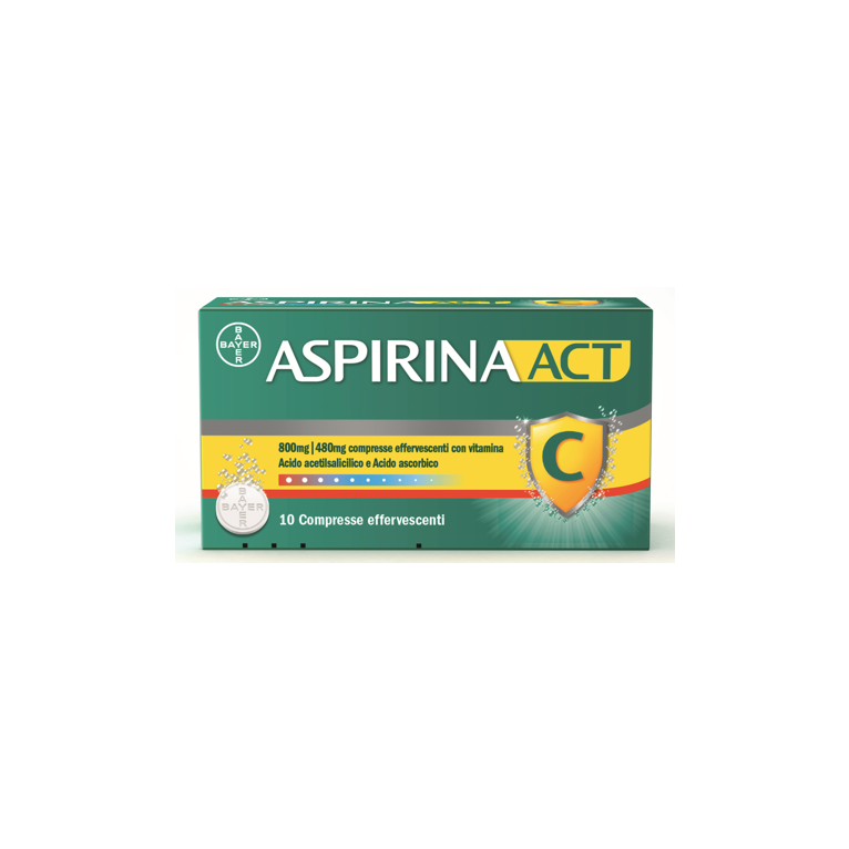aspirinaact 10 cpr eff 800 mg + 480 mg con vitamina c